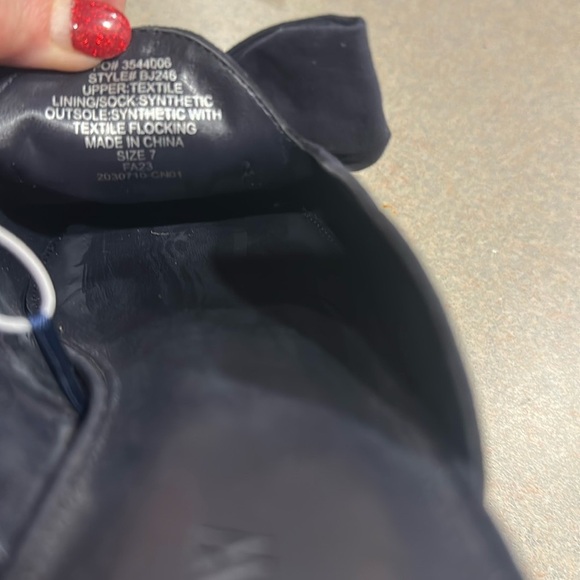 J. Crew Factory Size 7 Elegant Black/Navy Bow Mules Slides NWOT - Picture 2 of 8